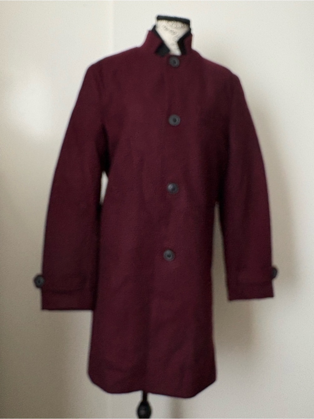 INC International Concepts Men's Wine Pea Coat with Stand Collar